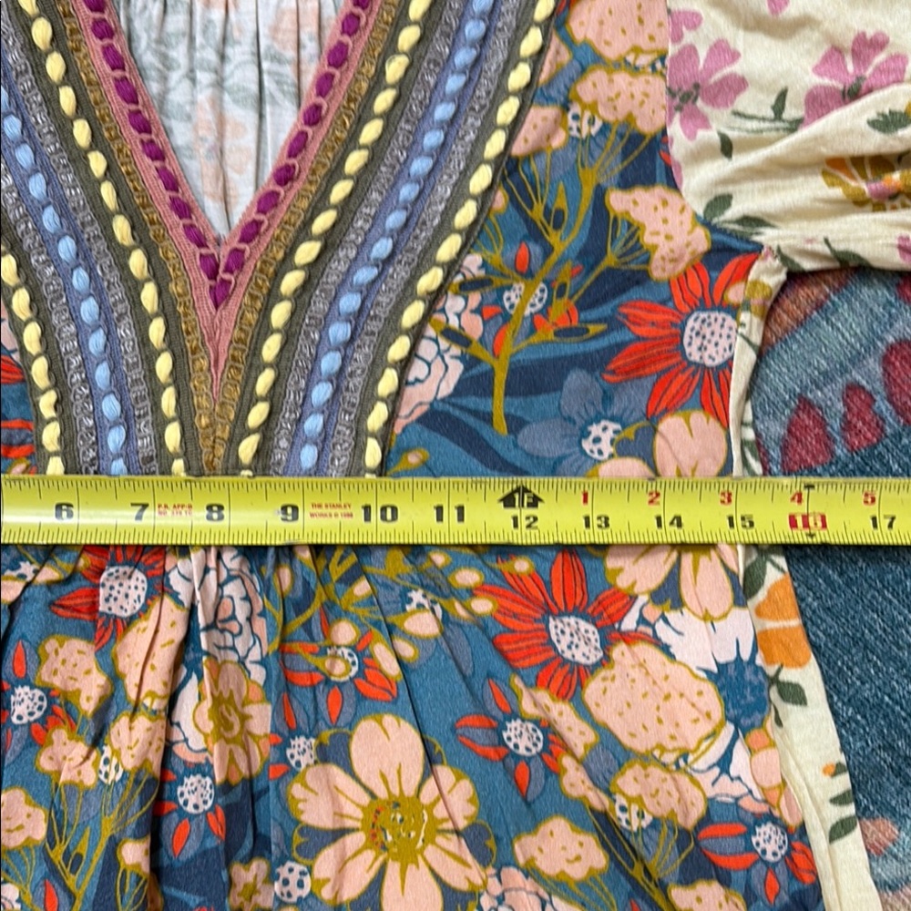 Anthropologie Bl-nk London Stephanie V-Neck Peasant Top in Multi XXS fits like S - Picture 6 of 7